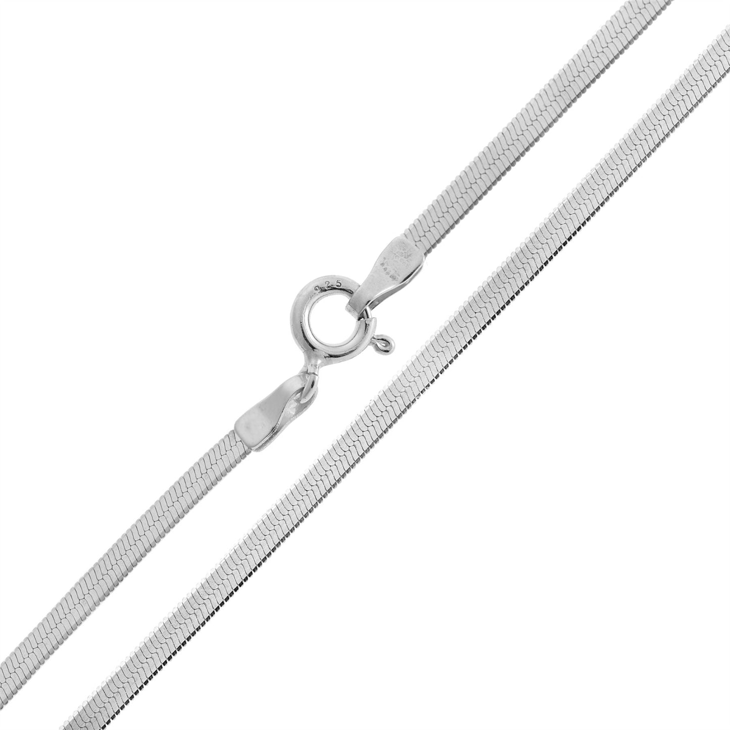 
                  
                    Sterling Silver 2 mm Flat Thin Herringbone Chain Minimalist Bracelet
                  
                