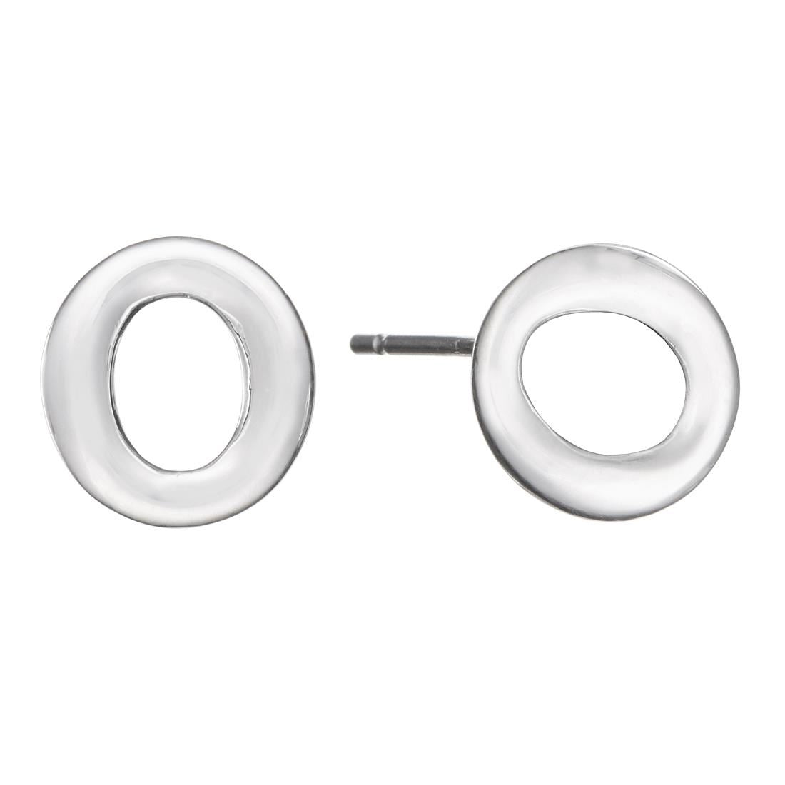 Sterling Round Flat Circle O Stud Earrings Letter Studs