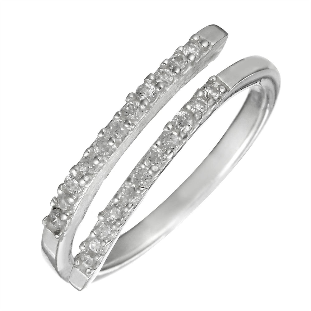 
                  
                    Sterling Silver Cubic Zirconia Wraparound Double Band Adjustable Ring
                  
                