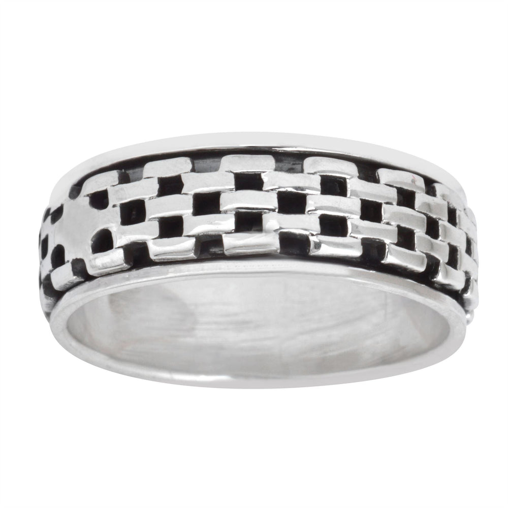 
                  
                    Sterling Silver Brick Pattern Stone Wall Spinner Ring - Silverly
                  
                