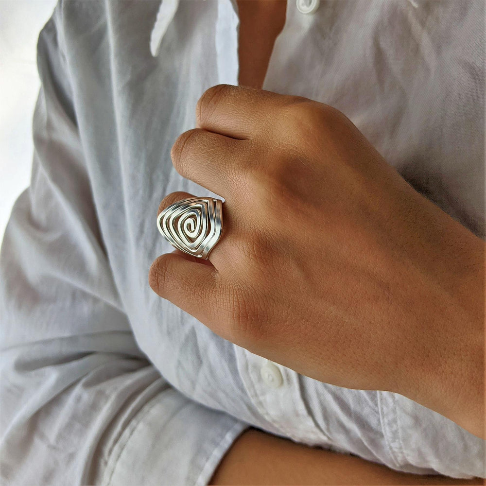
                  
                    Hill Tribe Silver Wide Statement Diamond Spiral Adjustable Ring
                  
                