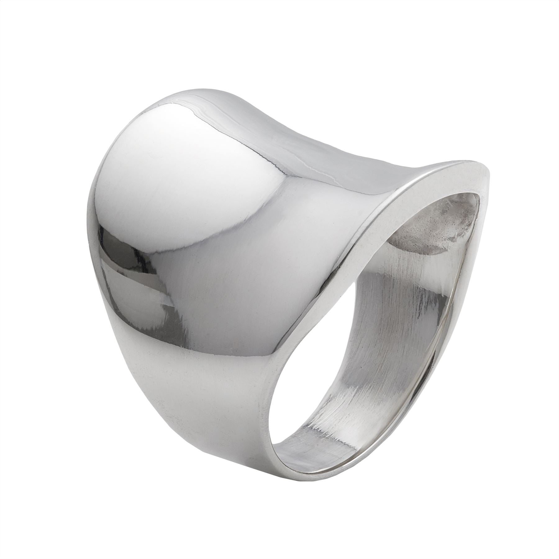 Sterling Wide Concave Ring Finger Thumb