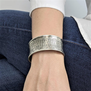 
                  
                    Hill Tribe Silver Wide Engraved Motif Adjustable Cuff Bangle
                  
                