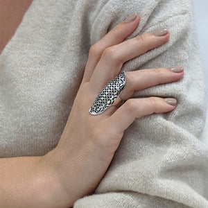 
                  
                    Sterling Silver Long Wide Half-Finger Filigree Armour Ring
                  
                