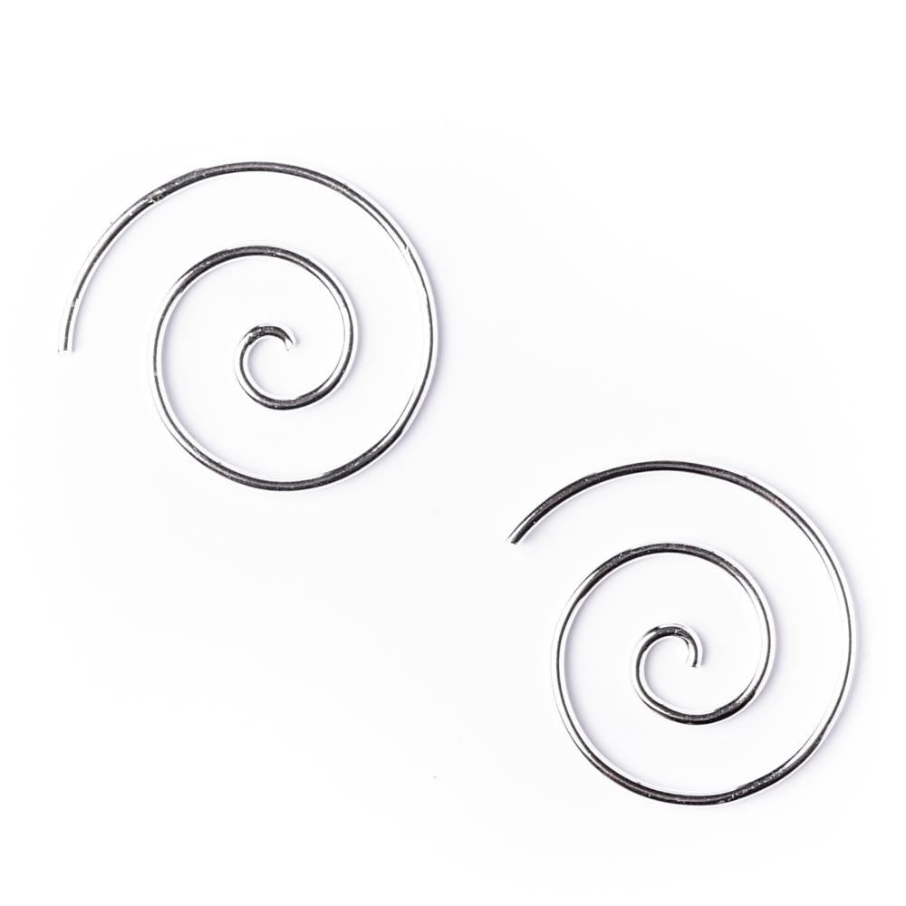 Sterling Silver Spiral Threader Earrings 18 mm 18 Gauge Boho Design