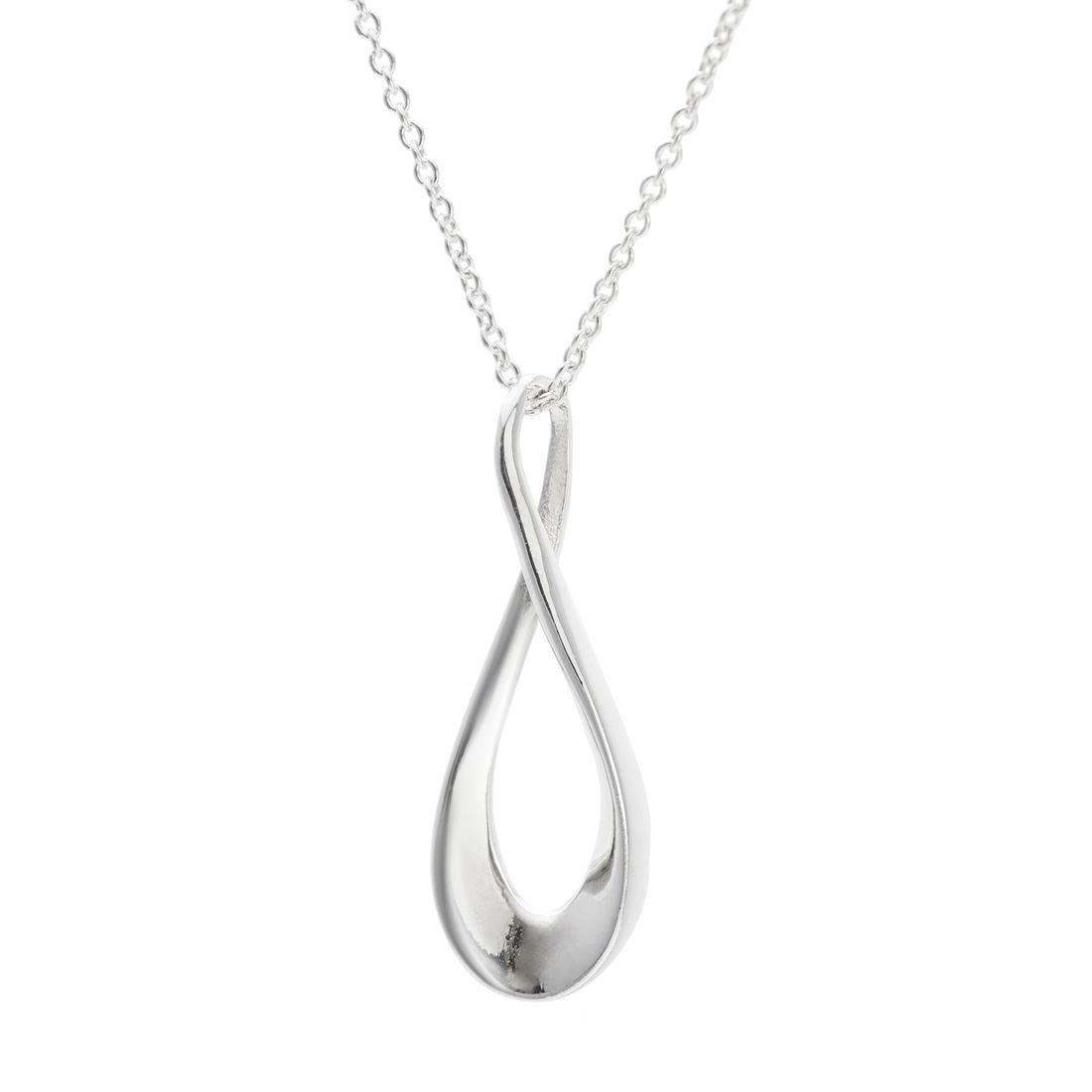Sterling Infinity Symbol Charm Twist Teardrop Pendant Necklace