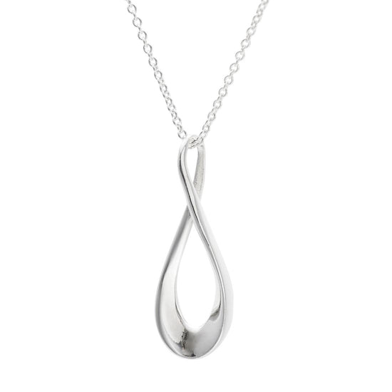 Sterling Silver Infinity Symbol Charm Twist Teardrop Pendant Necklace