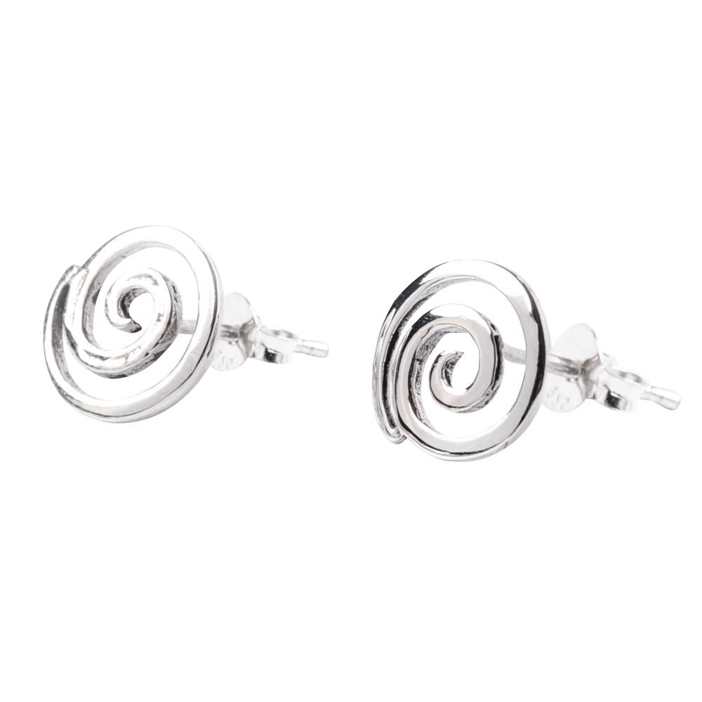 Sterling Silver Swirl Spiral Studs Small Round Stud Earrings
