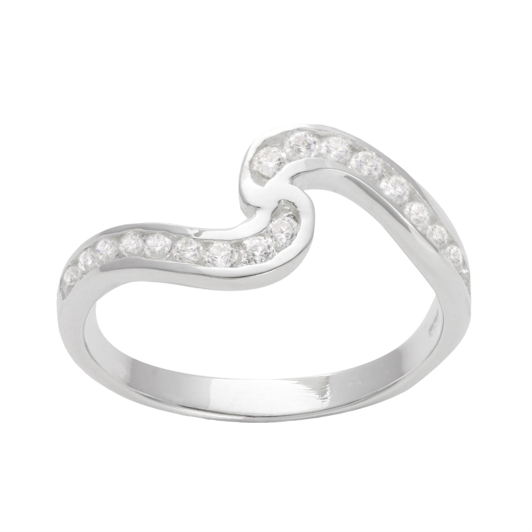 Sterling 18 CZ Round Cubic Zirconia Channel Set Bypass Ring