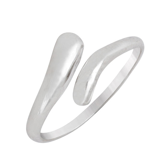 Sterling Silver Polished Simple Teardrop Bypass Ring - Silverly