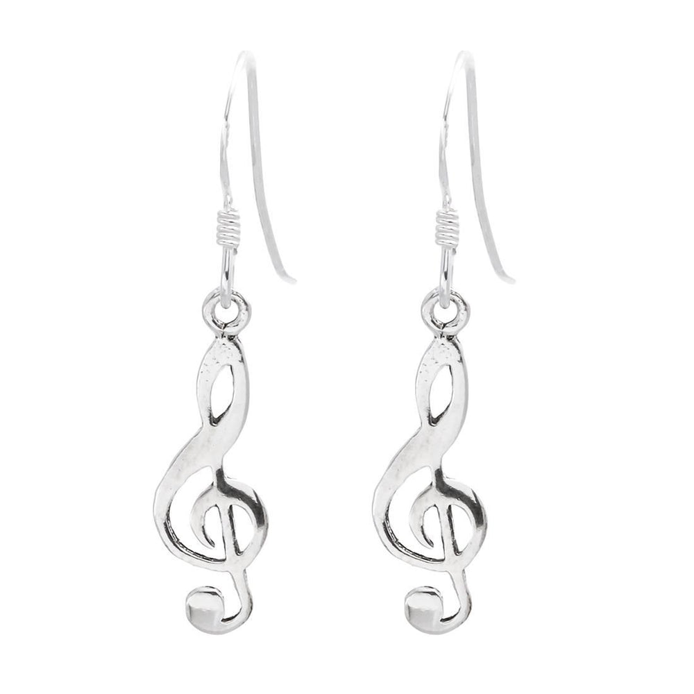 
                  
                    Sterling Silver Musical Note Treble Clef Drop Earrings With Hooks
                  
                