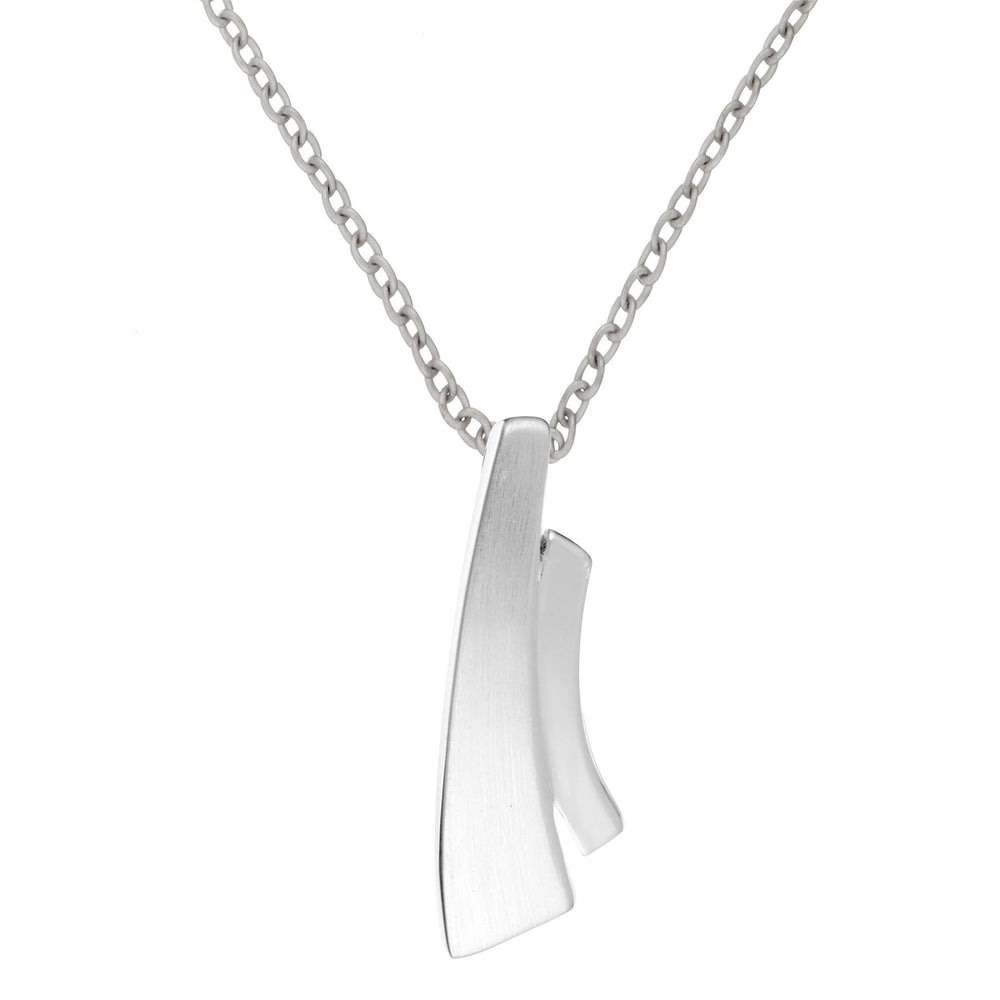 Sterling Silver Polished Brushed Contemporary Simple Necklace - Silverly