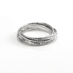 
                  
                    Sterling Silver Russian Wedding Ring 3 Intertwined Bands With Pattern
                  
                
