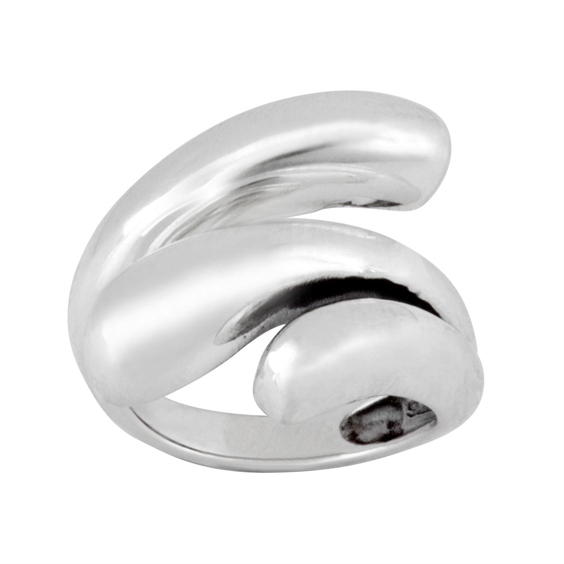 Sterling Overlapping Puffed Teardrop Ring Sculptural Wraparound Design