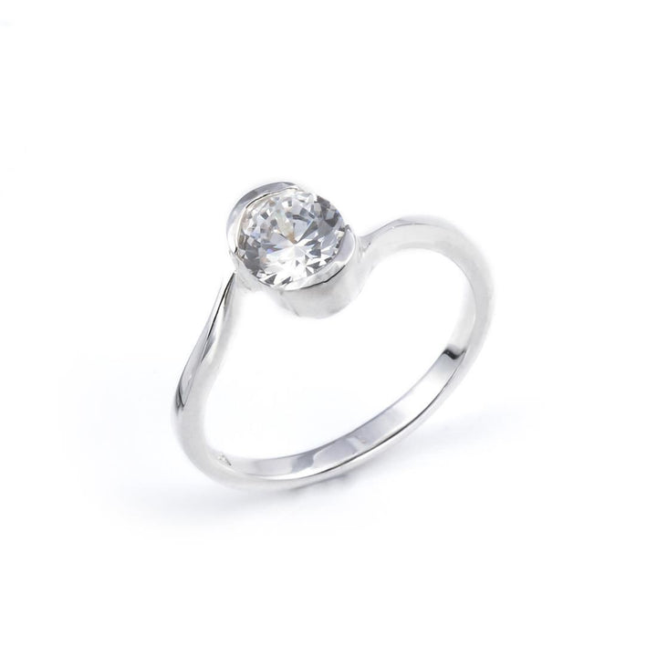 Sterling Silver Oval CZ Ring - Silverly