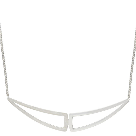 Sterling Silver Brushed & Polished Geometric Triangle Collar Necklace