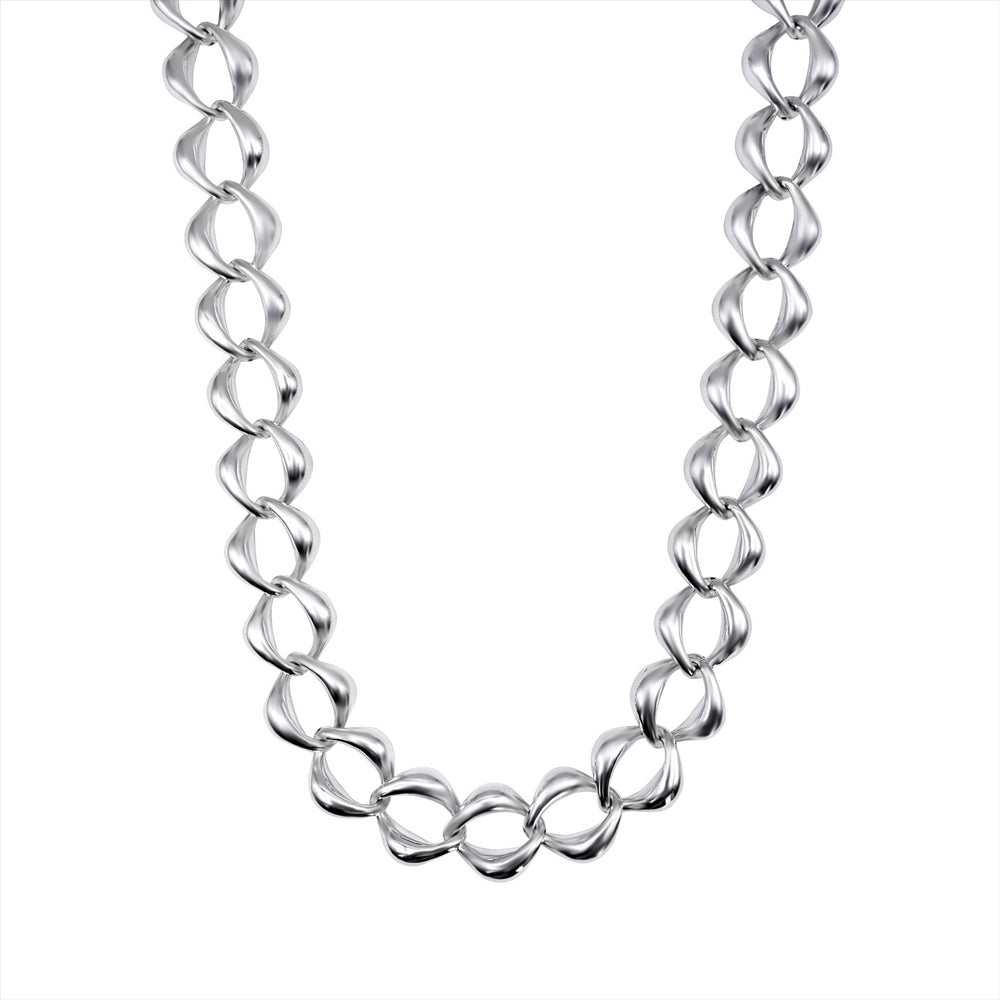 Sterling Silver Electroform Light Chunky Twisted Curb Chain Necklace