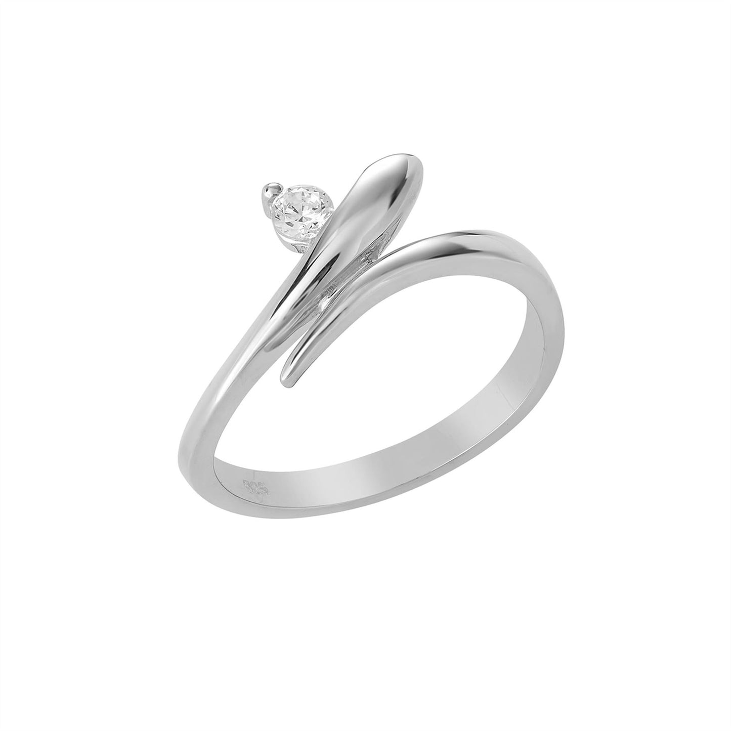 
                  
                    Sterling Silver Cubic Zirconia Classic Overlapping Ribbon Bypass Ring
                  
                