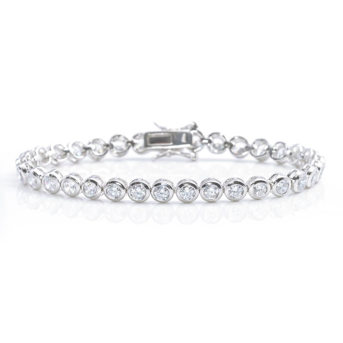 Sterling Silver 5 mm Round Cubic Zirconia Tennis Bracelet - Silverly