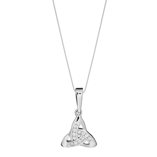 Sterling Silver Cubic Zirconia Trinity Knot Pendant Necklace w/ Chain