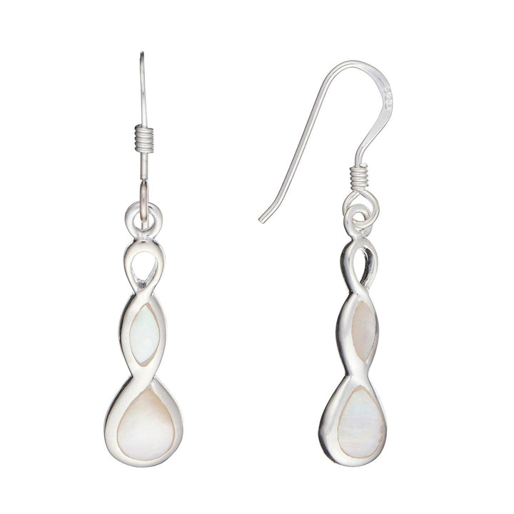 Sterling Silver Mother of Pearl Shell Celtic Twist Earrings - Silverly