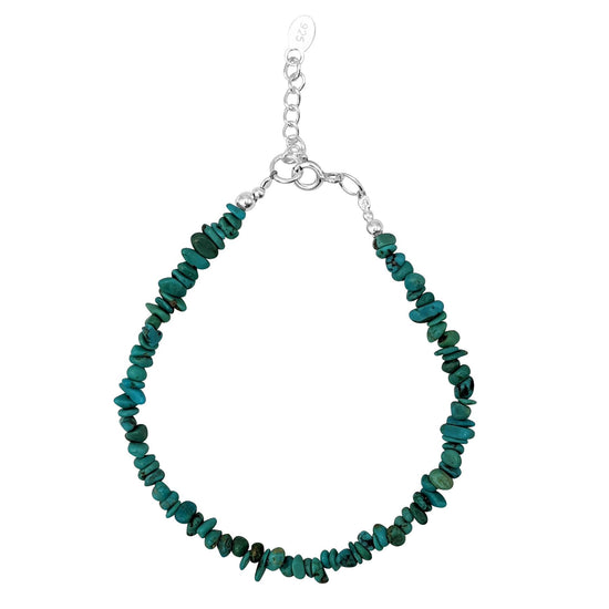 Sterling Silver Turquoise Bead Bracelet - Beaded Gemstone Design