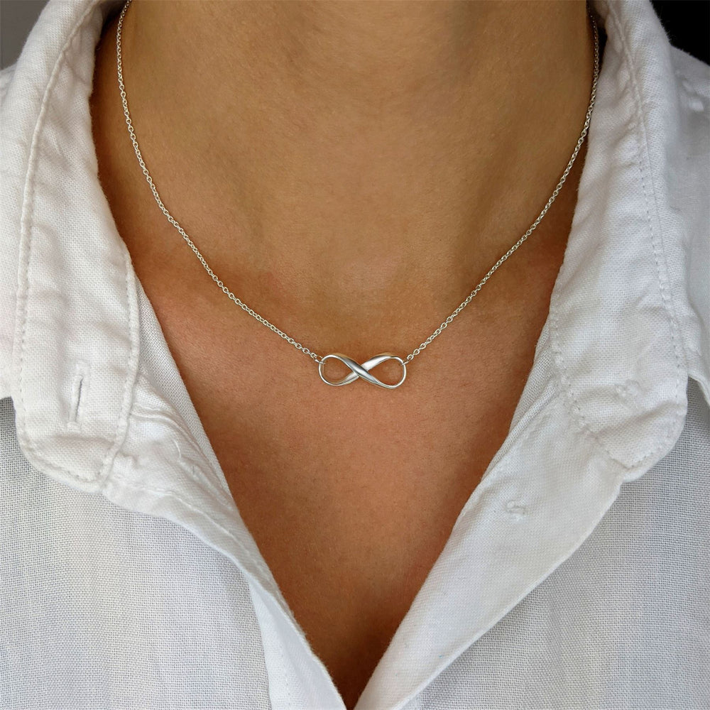 Sterling Silver Minimalist Infinity Symbol Pendant Chain Necklace