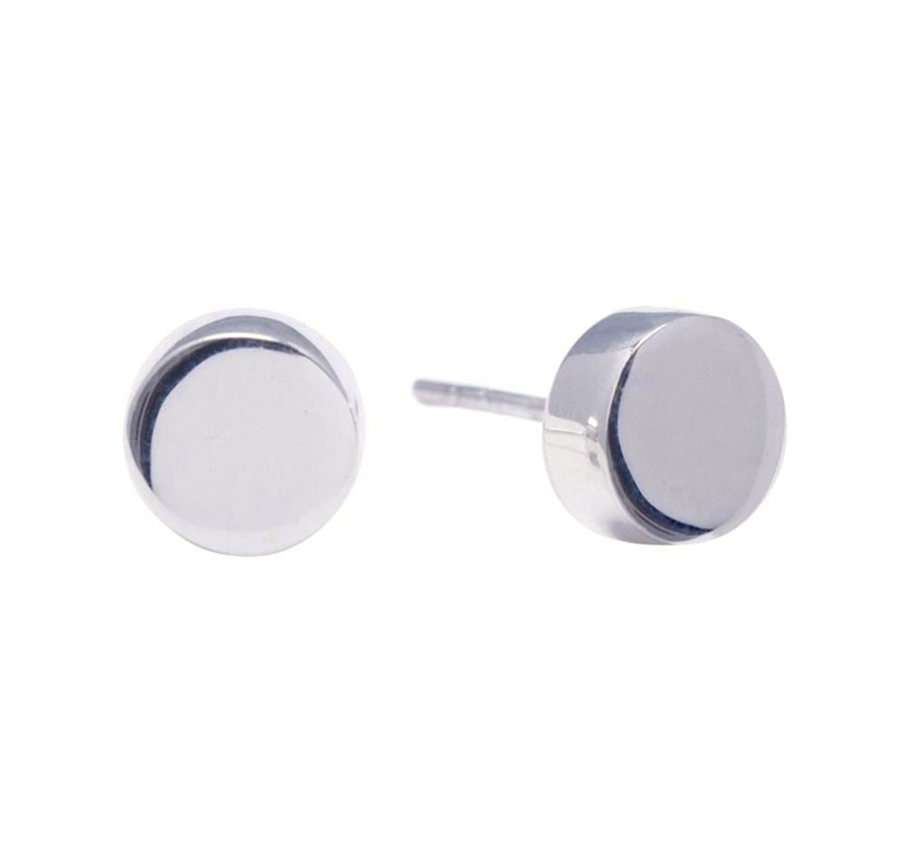 Sterling Silver Flat Round Circle Stud Earrings Simple Studs
