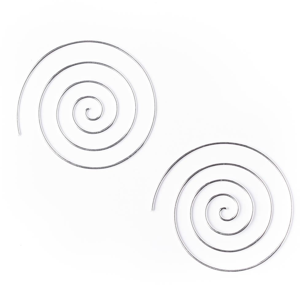 Sterling Silver 40 mm 18 Gauge Boho Spiral Wire Threader Earrings