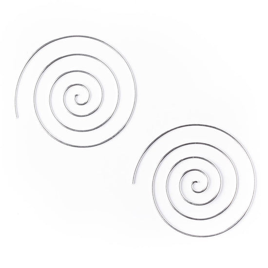 Sterling Silver 40 mm 18 Gauge Boho Spiral Wire Threader Earrings