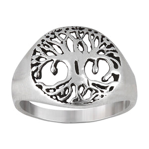 
                  
                    Sterling Silver Celtic Cut-Out Tree of Life Round Signet Ring
                  
                