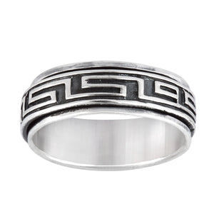 
                  
                    Sterling Silver Greek Key Pattern Spinner Band Ring Fidget Design
                  
                