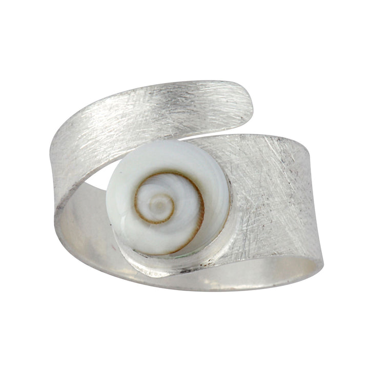 925 sterling silver Shiva Eye shell ring — wraparound band with satin finish