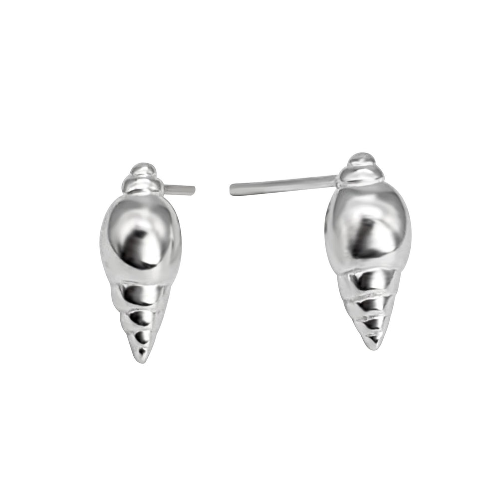 Sterling Silver Seashell Earrings Small Whelk Studs Ocean Jewellery