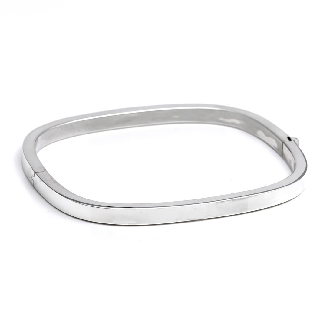 Sterling silver rectangular hinged bangle — 4.2mm square tube chunky stacking bracelet