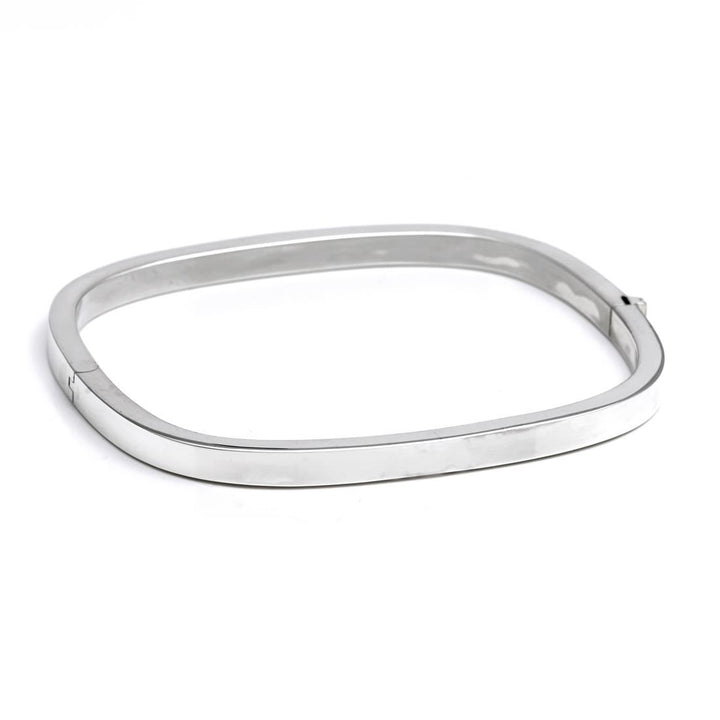 Sterling silver rectangular hinged bangle — 4.2mm square tube chunky stacking bracelet