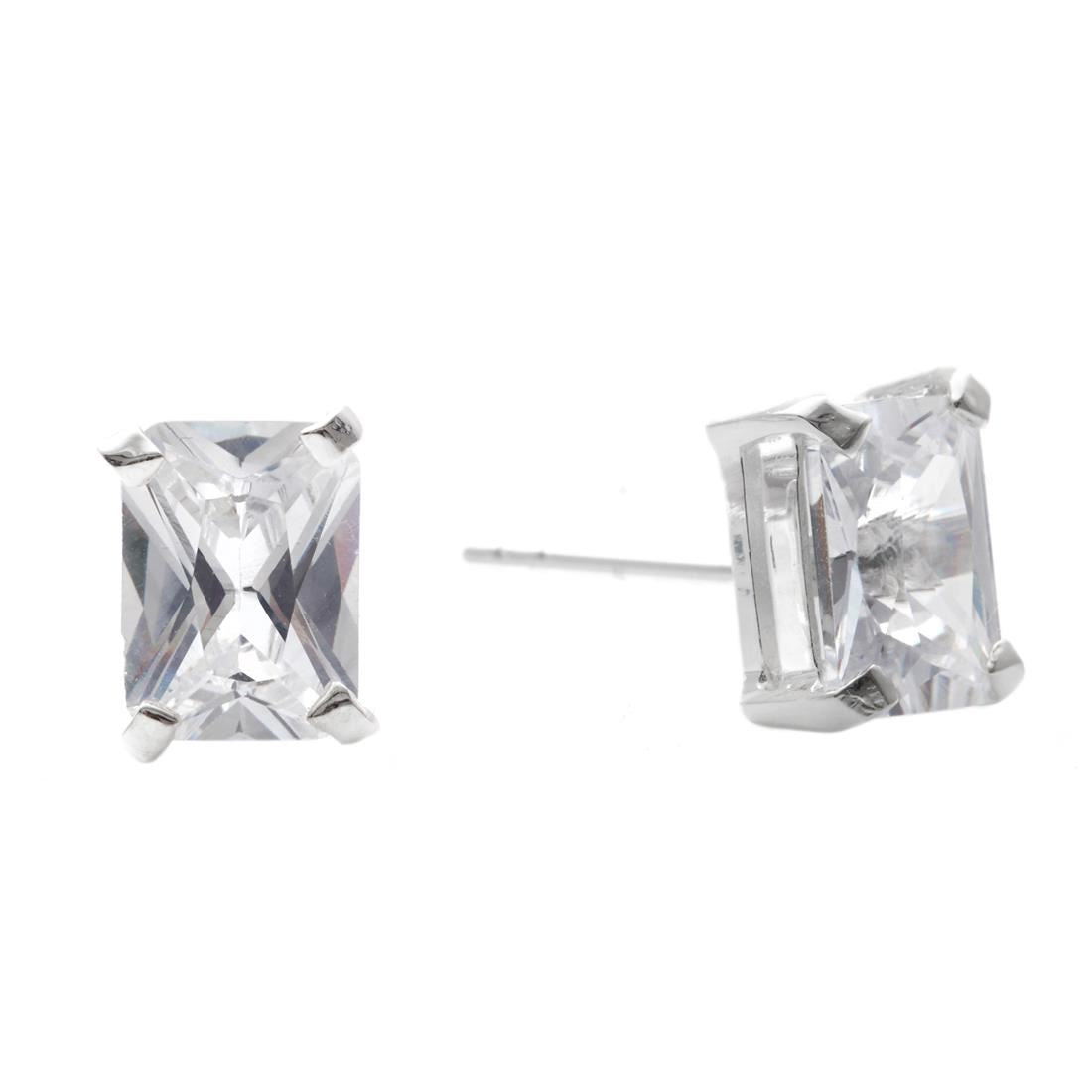 
                  
                    Sterling Silver Emerald Cut Cubic Zirconia Stud Earrings Sparkly Studs
                  
                