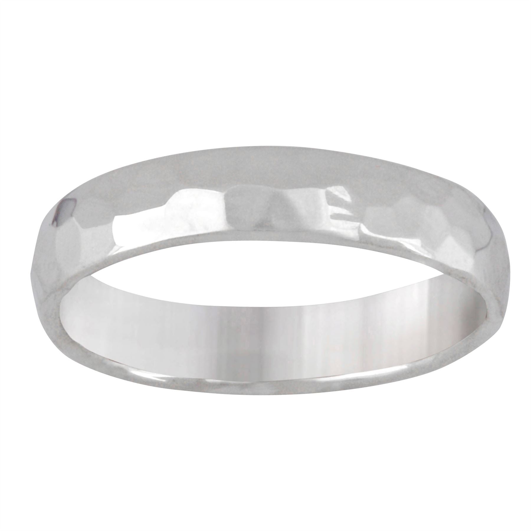 Sterling Simple Hammered Ring Classic Stackable Wedding Band