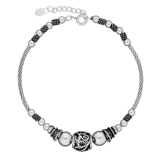 Sterling Silver Balinese Beaded Bracelet