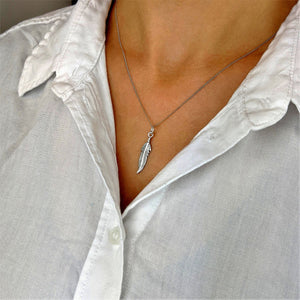 
                  
                    Sterling Silver Feather Leaf Pendant Necklace With Curb Chain
                  
                