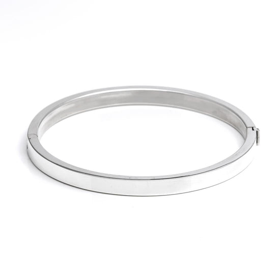 Sterling Silver 5 mm Round Hinged Bangle - Silverly
