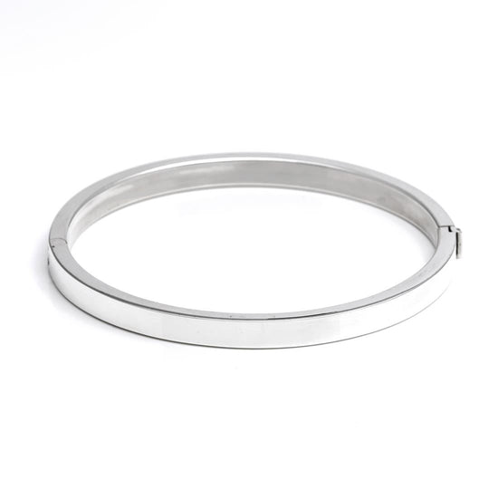 Sterling Silver Classic Plain Round Square Tube Hinged Bangle