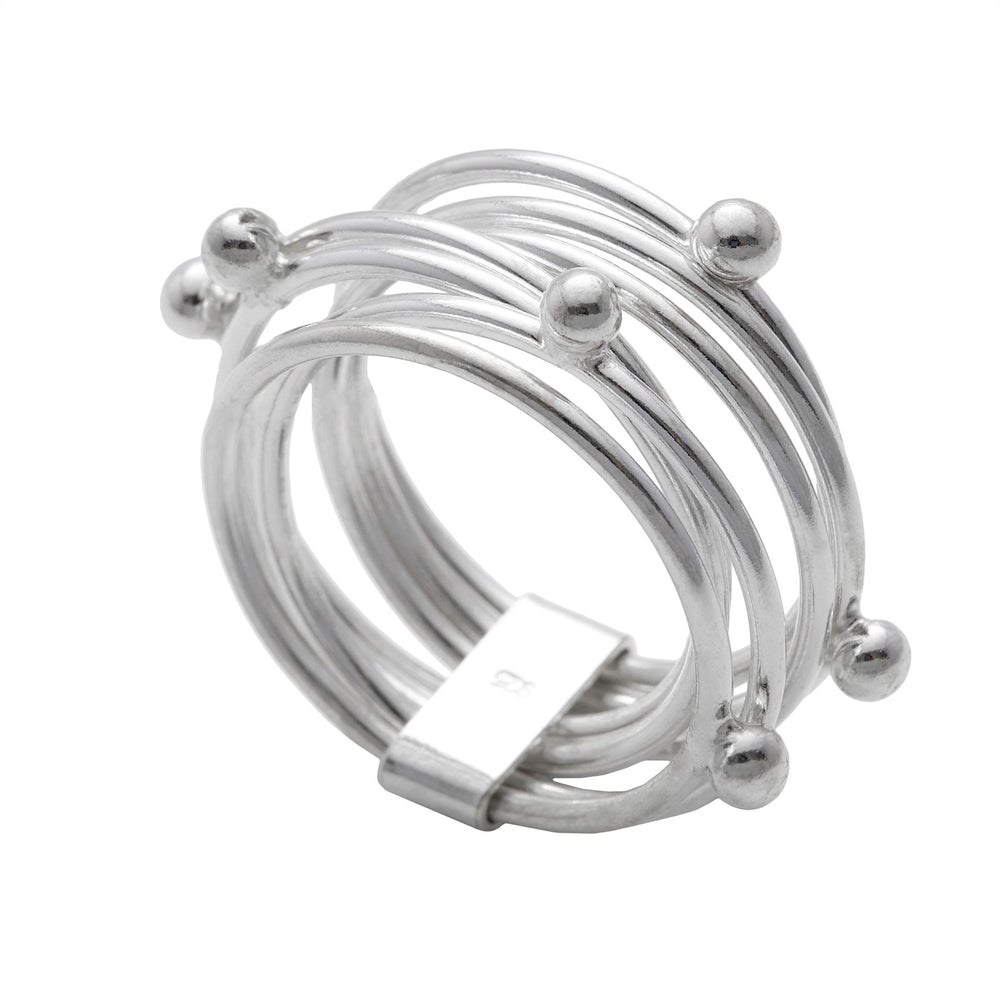 Sterling Silver Stackable 7 Joined Layers Ball Ring - Silverly