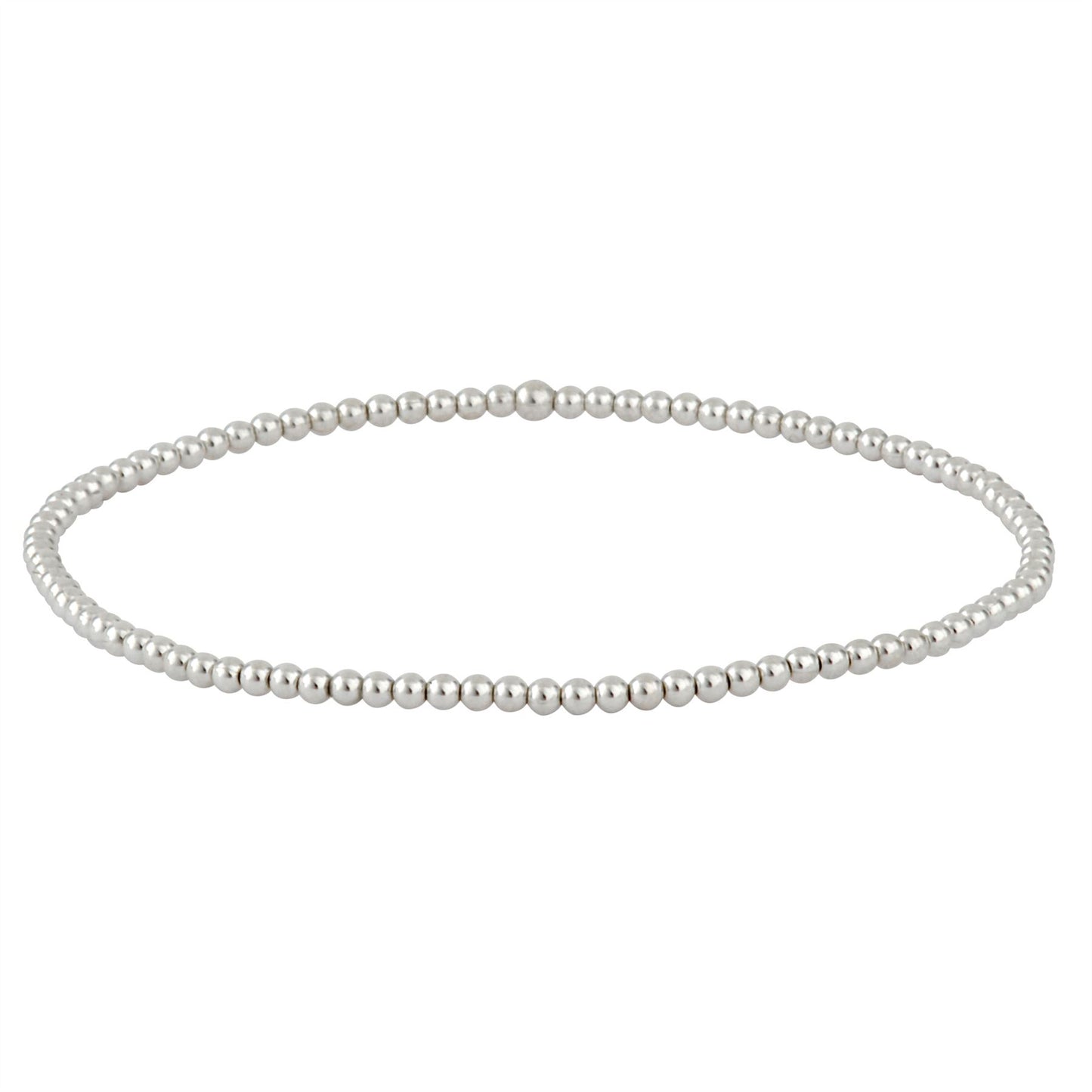 Sterling silver ball bead stretch bracelet — 2mm dainty stackable beaded design