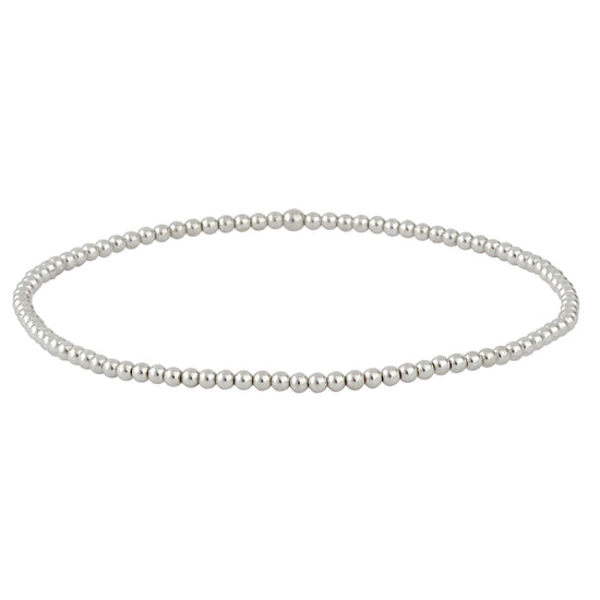 Sterling silver ball bead stretch bracelet — 2mm dainty stackable beaded design