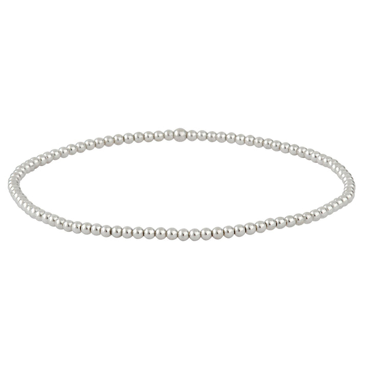 Sterling silver ball bead stretch bracelet — 2mm dainty stackable beaded design