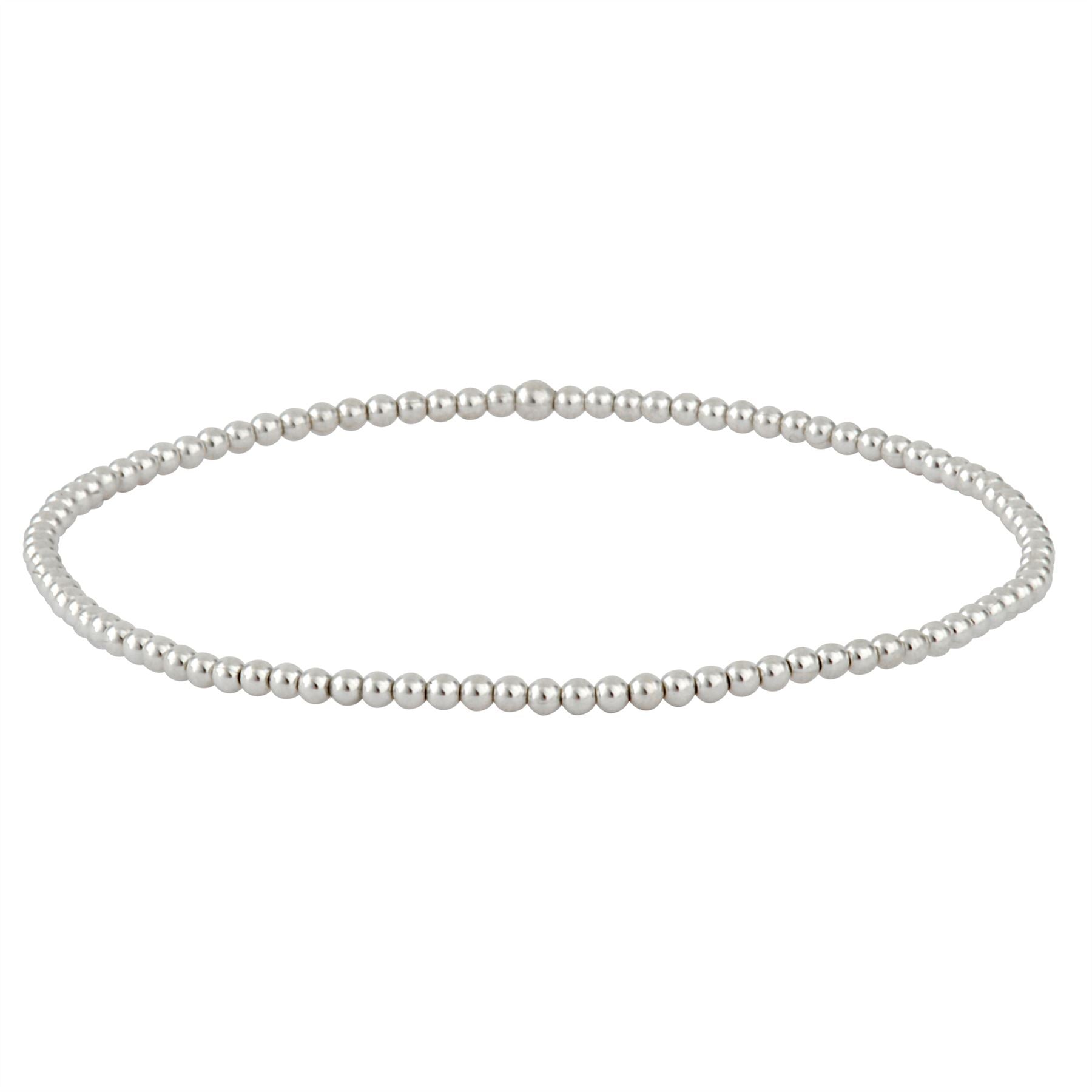 Sterling Tiny Round Bead Stretch Bracelet Stackable Beaded Design