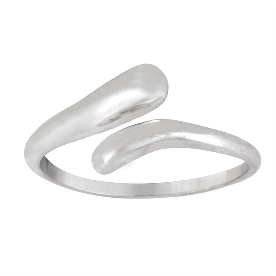 Sterling Silver Simple Hug Overlapping Band Teardrop Bypass Ring