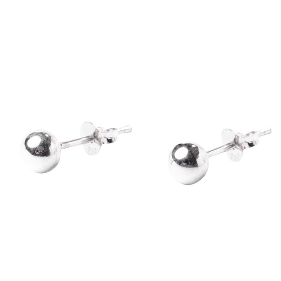Sterling Silver 4 mm Simple Round Bead Stud Earrings Ball Studs