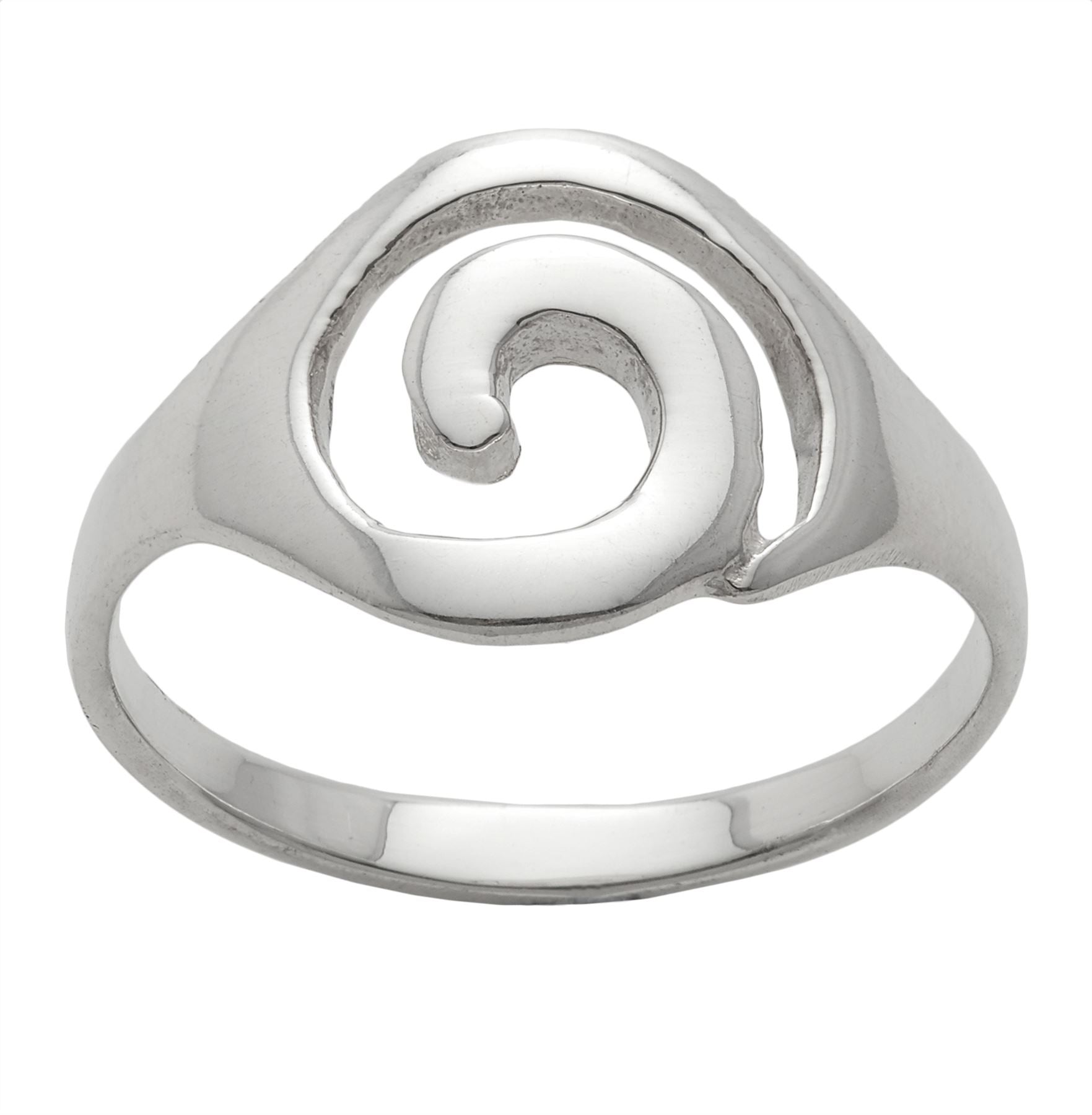 Sterling Spiral Signet Ring Simple Swirl Design
